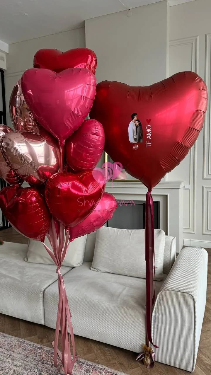 Набор воздушных шаров te amo с большим сердцем 90 см №604